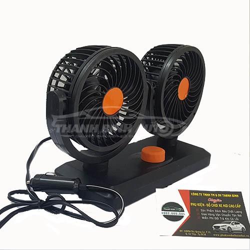 Quạt Máy Đôi Mini 12V Xoay 360 Độ Tiện Ích Trên Ô Tô