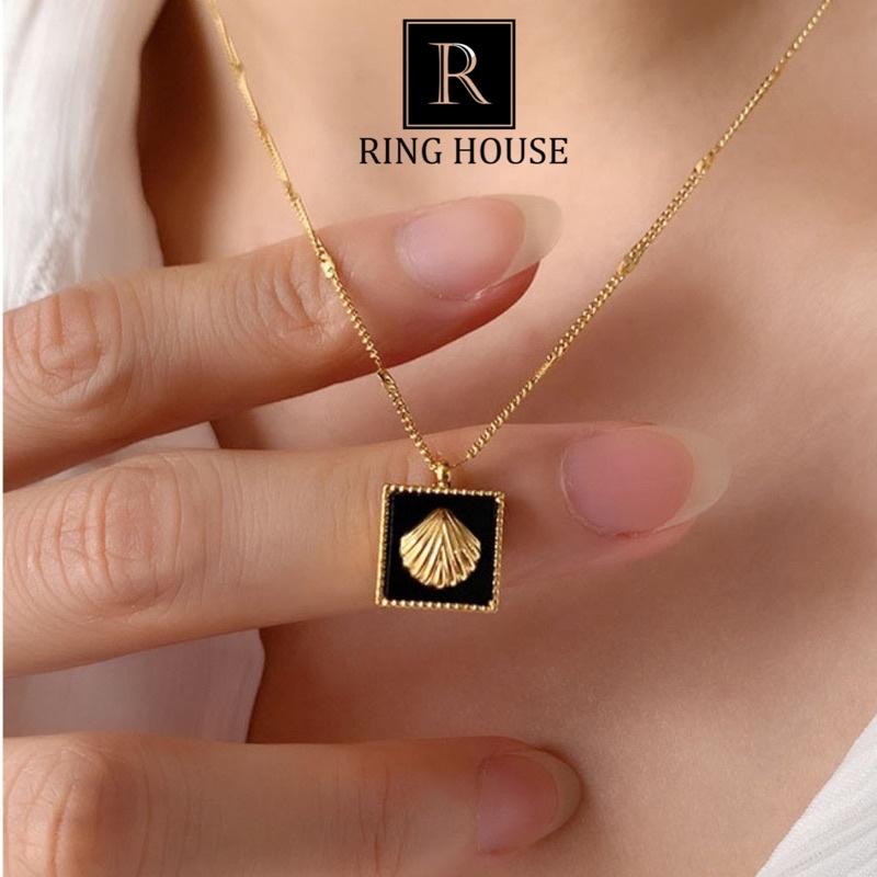 Dây Chuyền Nữ Titan Không Đen Gỉ Mặt Vỏ Sò Vàng