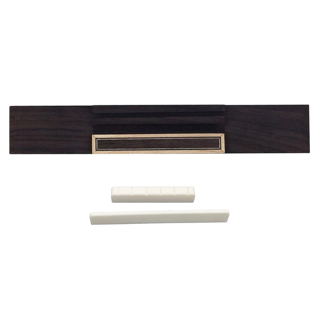 Rosewood Bridge+White Bone Slotted Saddle Nut for Classical Guitar Accessory