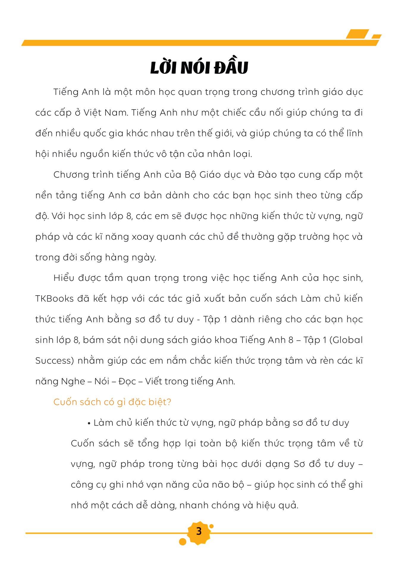 Làm Chủ Kiến Thức Tiếng Anh Bằng Sơ Đồ Tư Duy Lớp 8 - Tập 1