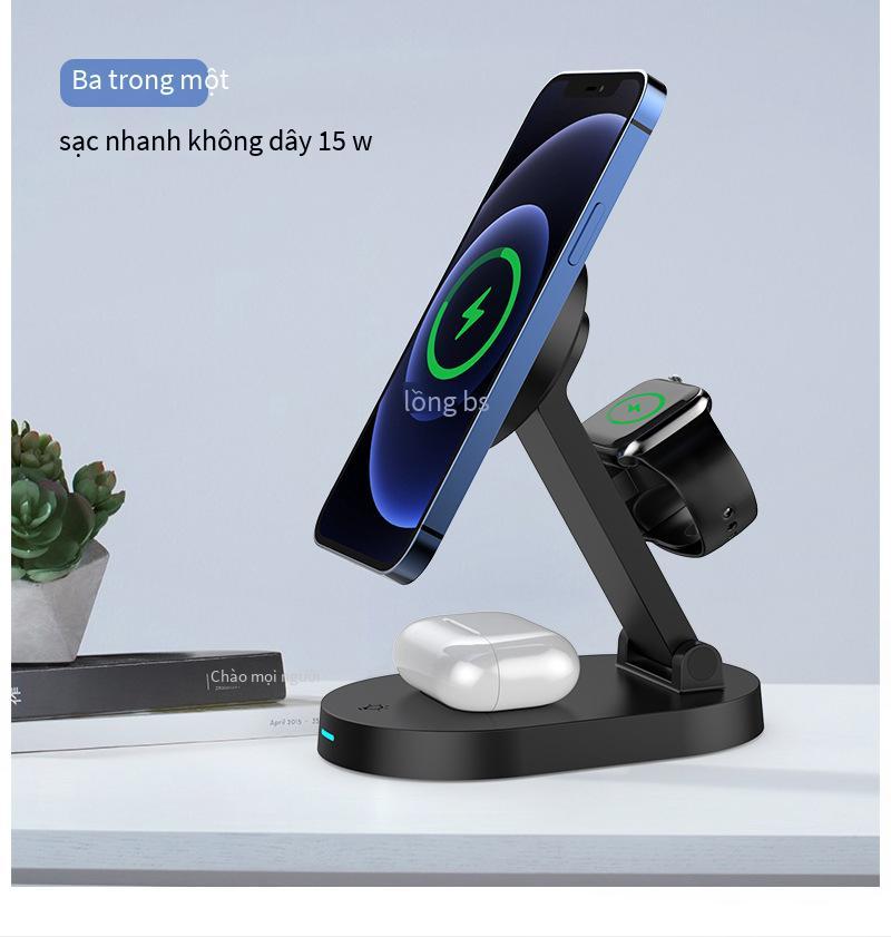 Giao hàng nhanh Bộ sạc không dây từ tính 3 trong 1 có thể gập lại thích hợp cho điện thoại di động Đồng hồ tai nghe Bộ sạc không dây đa chức năng