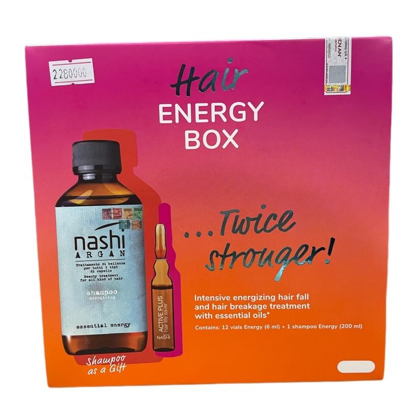 Bộ sản phẩm chống rụng Nashi Argan Hair Energy Box 200ml+12x6ml ( dùng tại nhà )