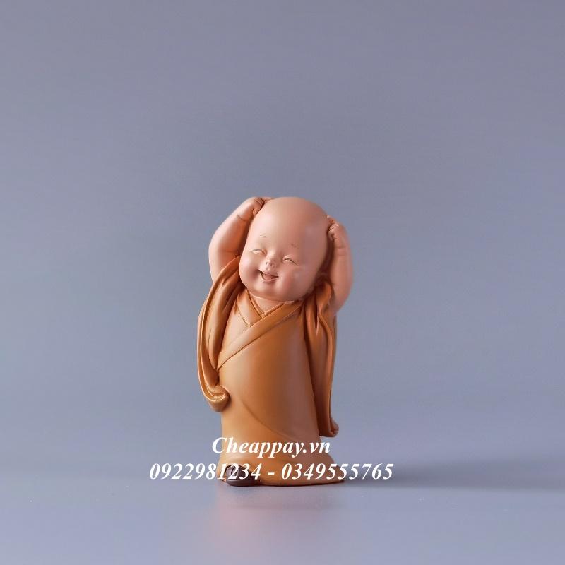 Size Đại - Bộ Tượng 3 Chú Tiểu Yêu Đời Bình An Vui Vẻ Dễ Thương