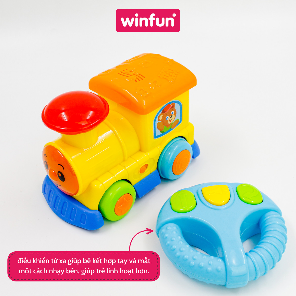 Đồ chơi đầu tàu hỏa điều khiển từ xa có đèn nhạc Winfun 1156 cho bé