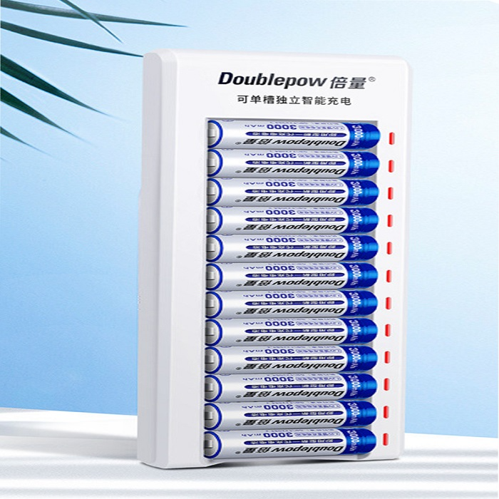 máy sạc pin aa 12 khe sạc tặng kèm 12 pin aa 3000mah doublepow