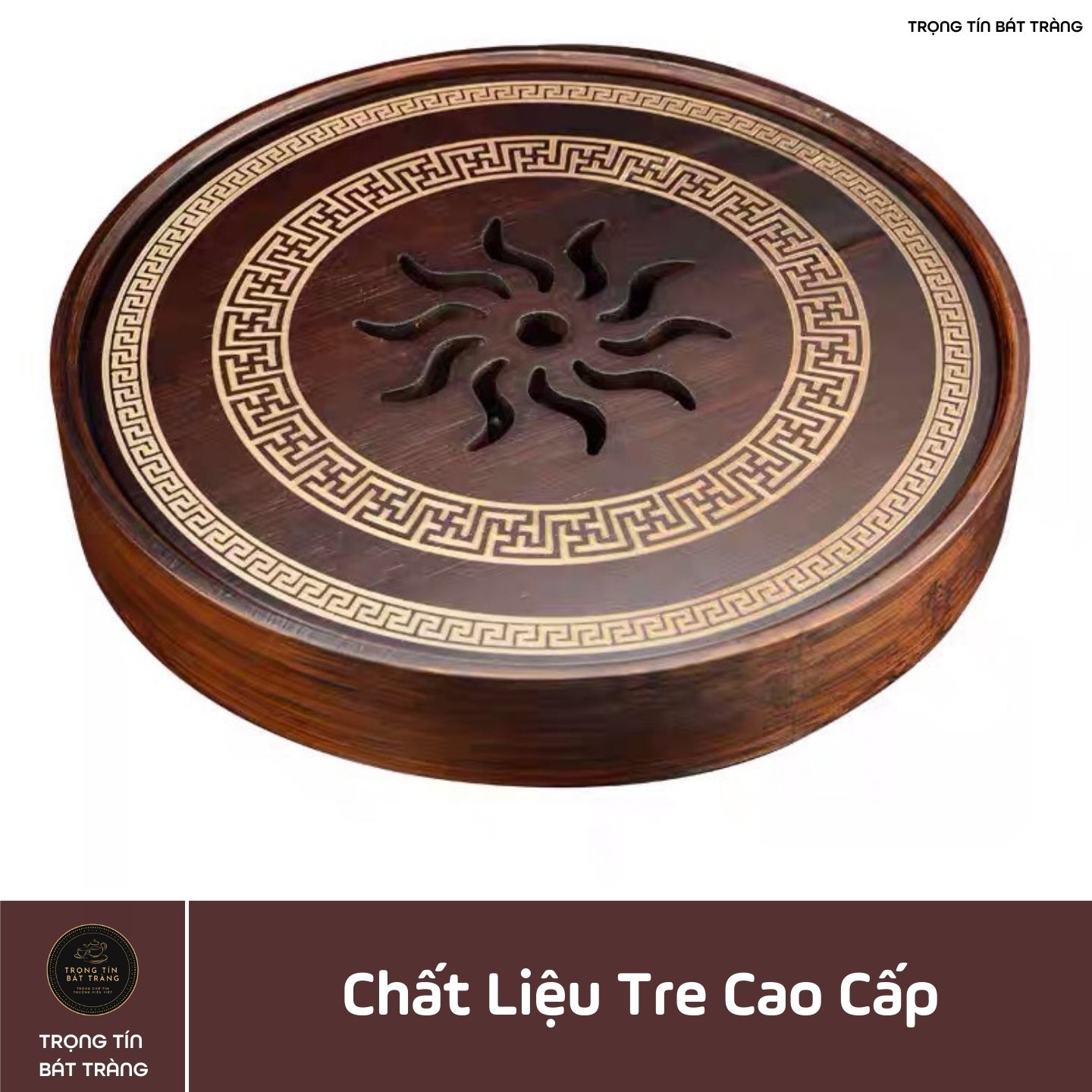 Khay Trà Tre Cao Cấp Hình Tròn 3 Kích Thước KT 65