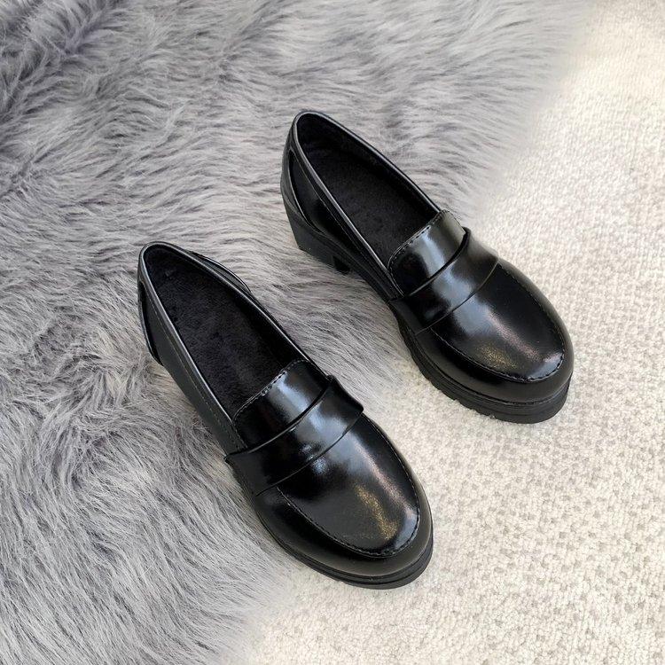 Giày Mũi Tròn Đế Dày 8cm Phong Cách Anh Quốc Cá Tính