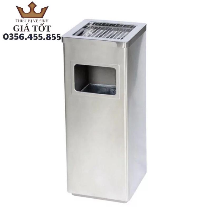 Thùng rác inox gạt tàn hình vuông