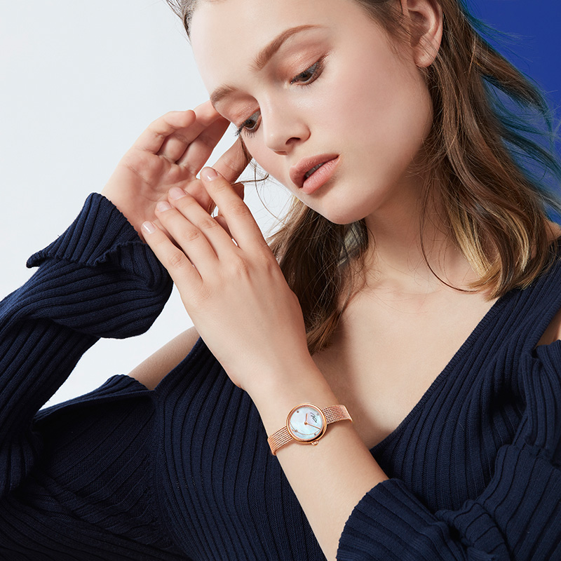 Đồng hồ đeo tay Nữ hiệu JONAS &amp; VERUS L25.11.PWBP, Máy Pin (Quartz), Kính sapphire chống trầy xước, Dây Lưới Thép không gỉ 316L