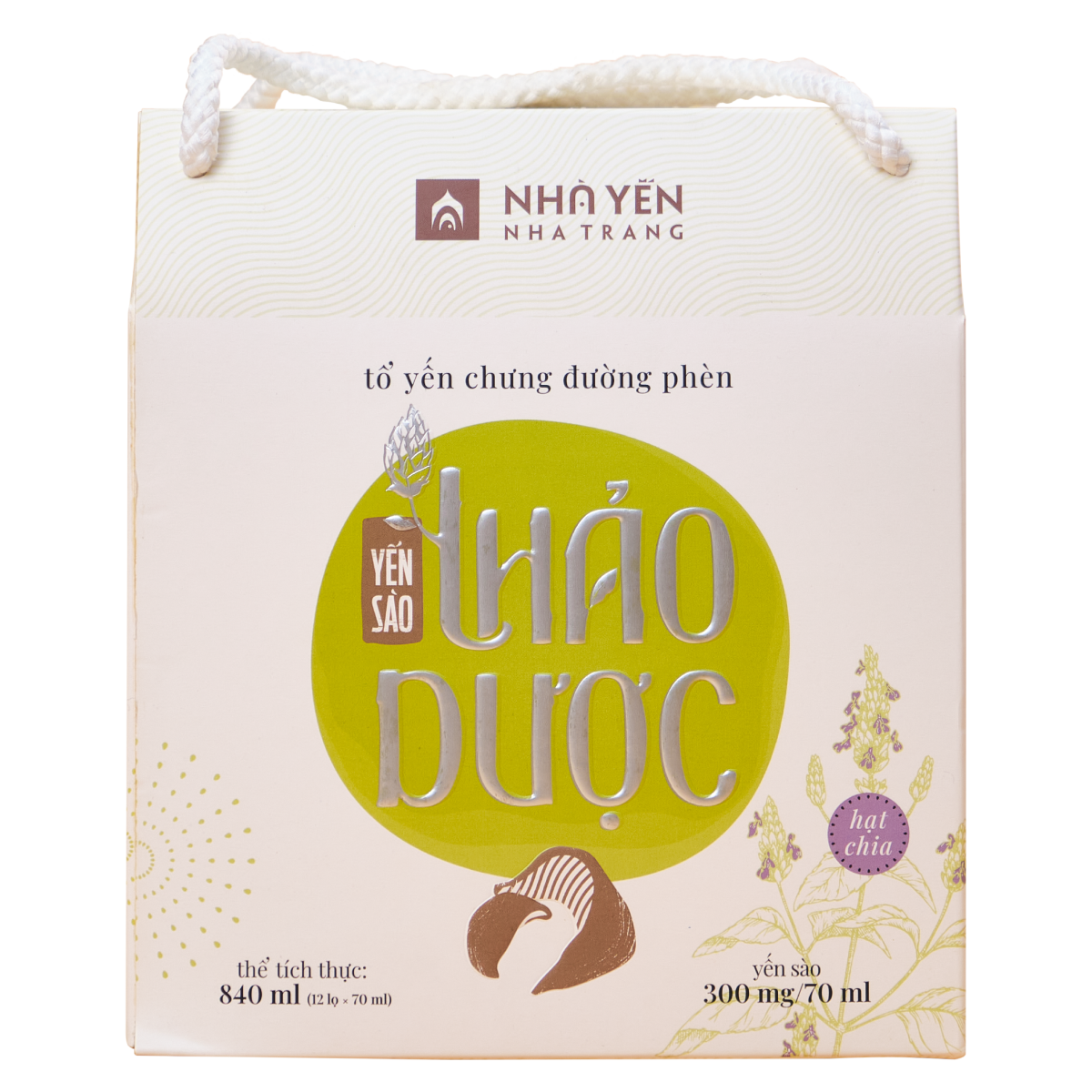 Nước Yến Sào Hạt Chia - Nhà Yến Nha Trang - Hộp 12 Lọ - Tổ Yến Chưng Sẵn - Nước Yến Chưng Sẵn - Hàng Chính Hãng