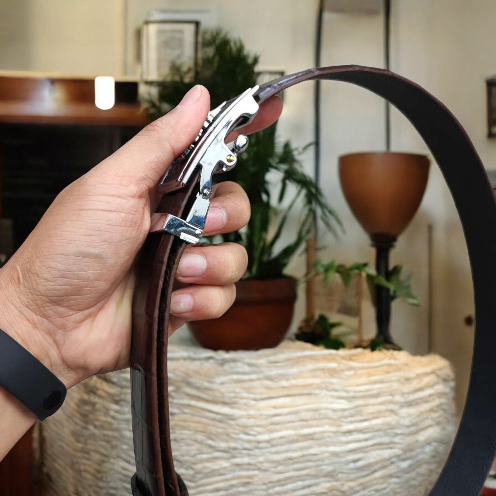 Dây nịt nam gai lưng cá sấu LIỀN NGUYÊN CON N24N1 (Mặt trắng)