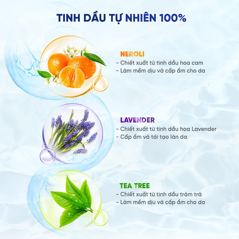 Combo 3 sữa tắm tinh dầu Walch tiêu diệt vi khuẩn, dưỡng ẩm mềm mịn, tái tạo làn da -Hương Neroli