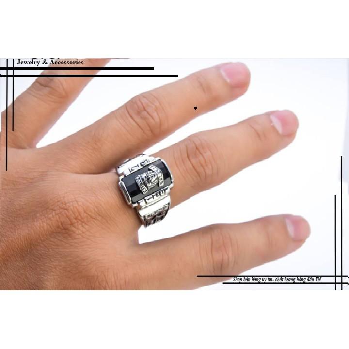 Nhẫn Nam Inox Mặt Đá Sư Tử Không Đen