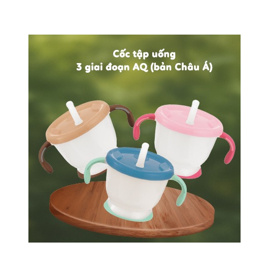 Cốc tập hút, tập uống 3 giai đoạn cho bé RICHELL Nhật AQ phiên bản châu Á | Baby 6m+ 150ml