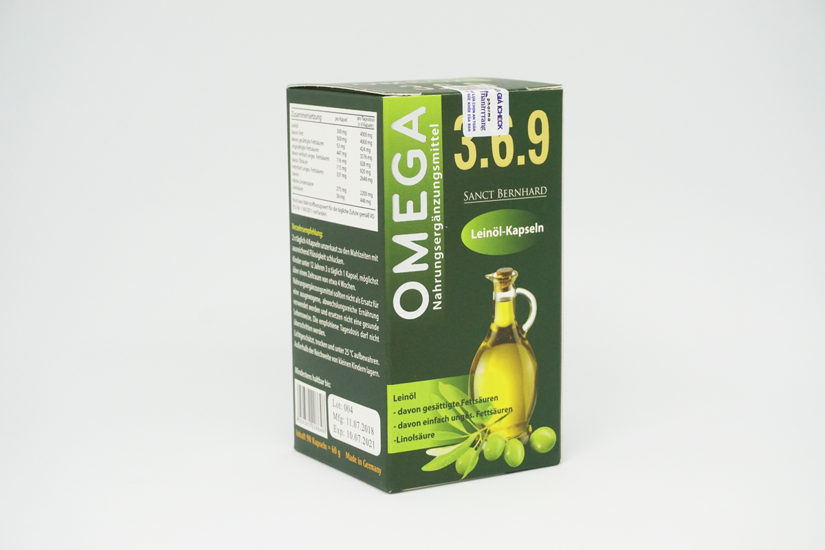 Omega 369 Sanct Bernhard hỗ trợ giảm mỡ máu, bổ tim, bổ mắt, cải thiện trí nhớ, làm đẹp da - Hộp  90 viên