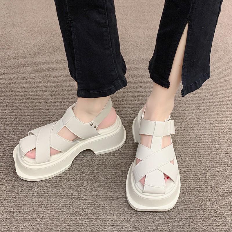 Giày sandal rọ chiến binh 3 nan đế khoét cao 5cm FULLBOX