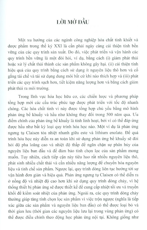 Hóa Học Dòng Chảy Trong Tổng Hợp Hữu Cơ - Nguyên Lý Và Ứng Dụng