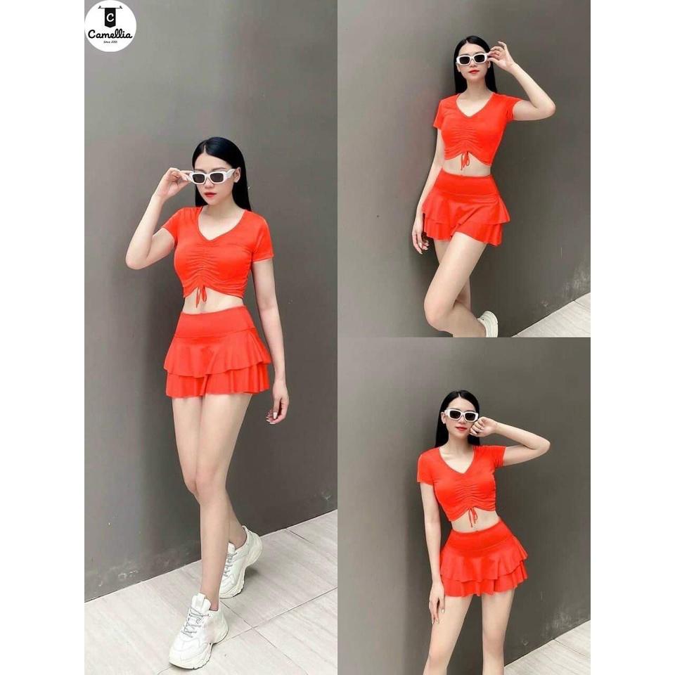 BIKINI ĐỒ BƠI ĐI BIỂN ÁO RÚT NGỰC CHÂN VÁY 2 TẦNG MẪU MỚI ODERI 009