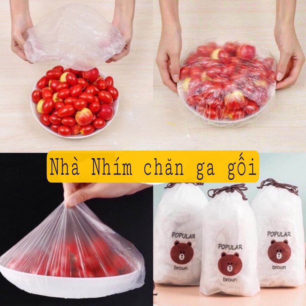 Màng Bọc Thực Phẩm Gói 100c Có Chun Co Giãn Tái Sử Dụng Kèm Túi Gấu