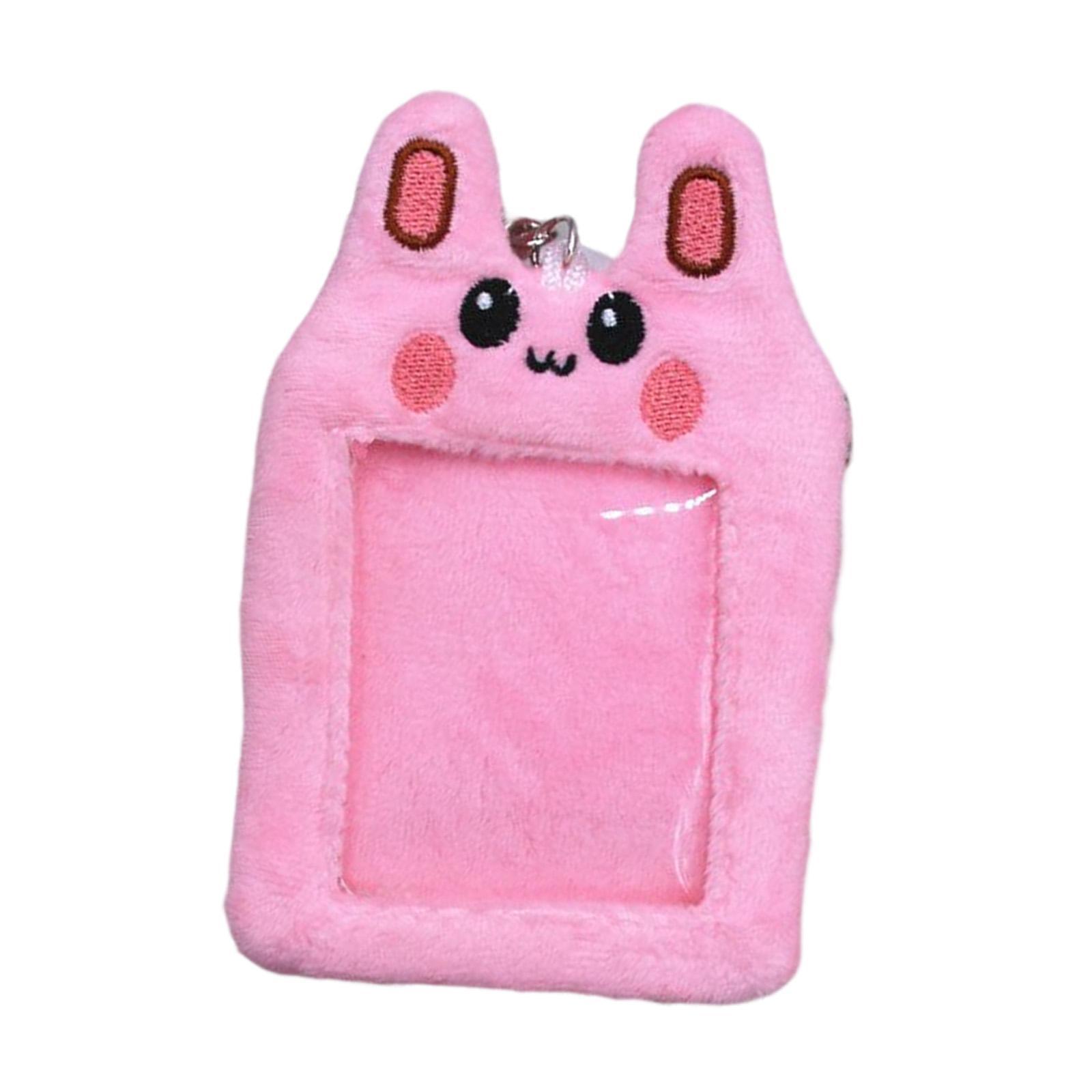 Plush Photocard Holder Cute ID Card Holder Pendant Keychain Photo Sleeves Protector for Household, Wedding, Driver Licenses, Bus Card