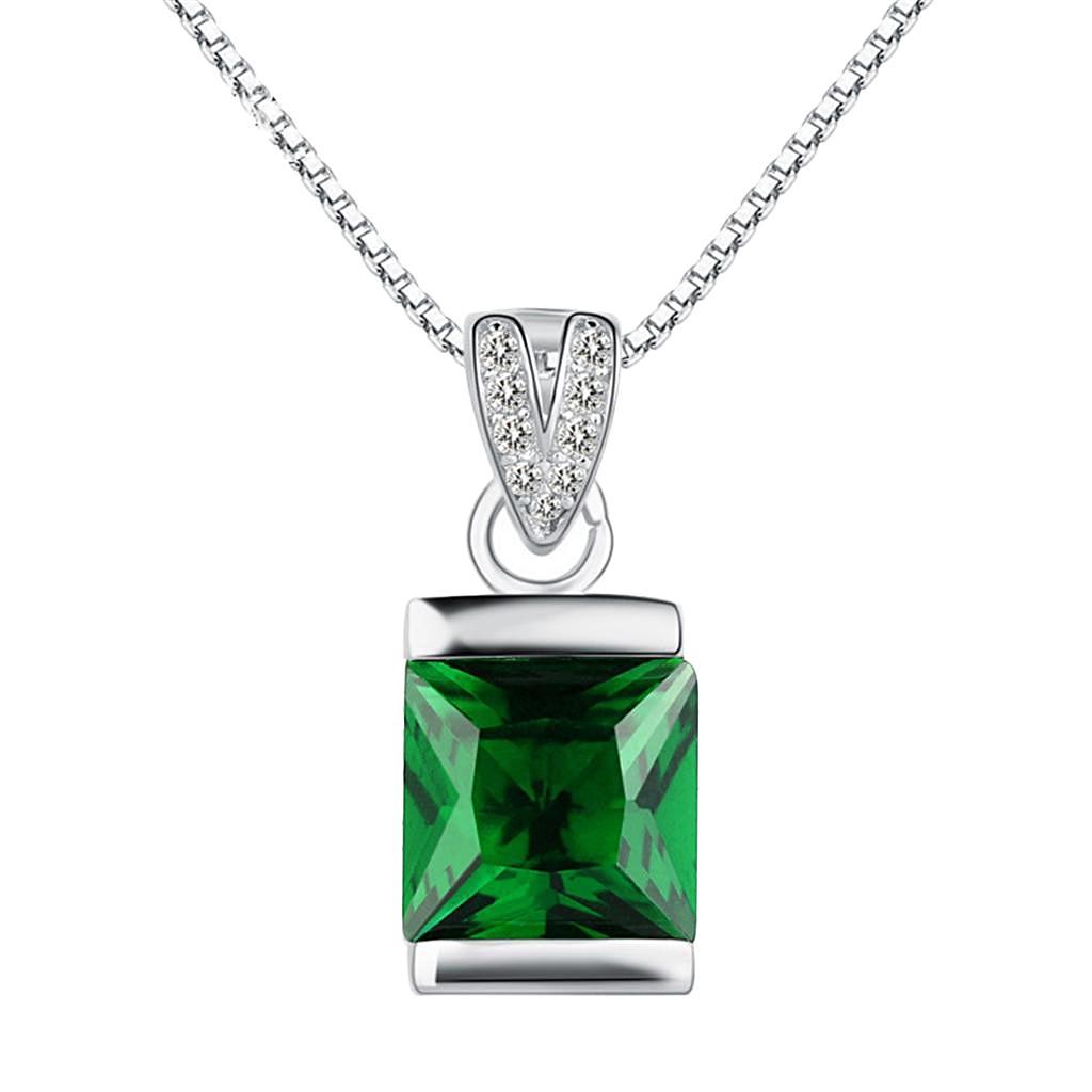 Green Gemstone Pendant Valentines Day Gift 925 Sterling Silver Necklace