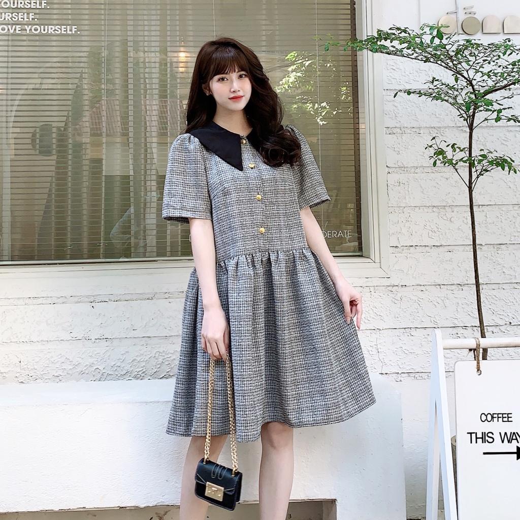 Đầm Suông Dạ Tweed Dáng Đuôi cá Freesize MICHI House Váy Thiết Kế Hàn Quốc Dễ Mặc, Bầu Xinh V297