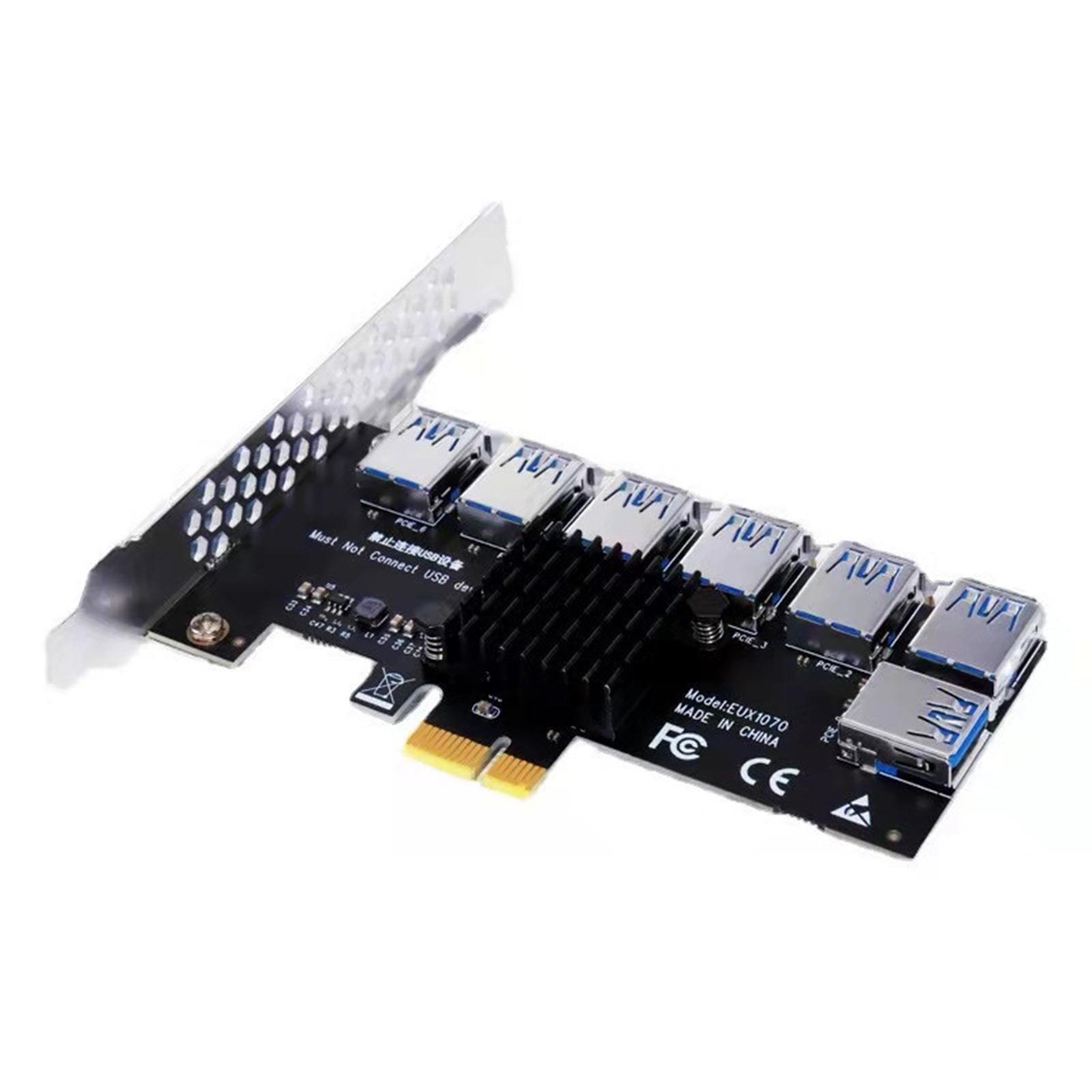 PCIe 1 to 7 PCI Express USB3.0 7 Ports 7 USB Sockets 1x to 7x Riser Card for Windows XP