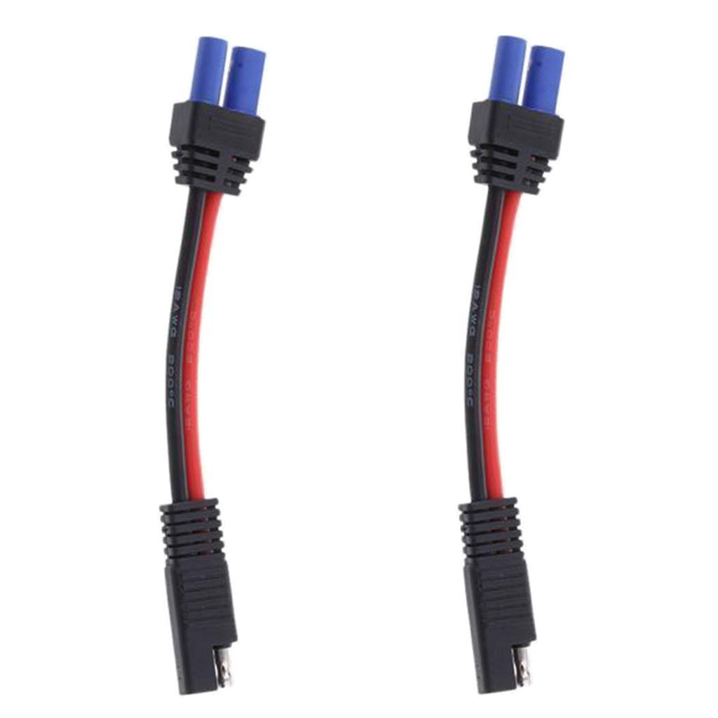 2Pieces 1-48V SAE to EC5 Female Power Adapter Cable for Car Solar Battery