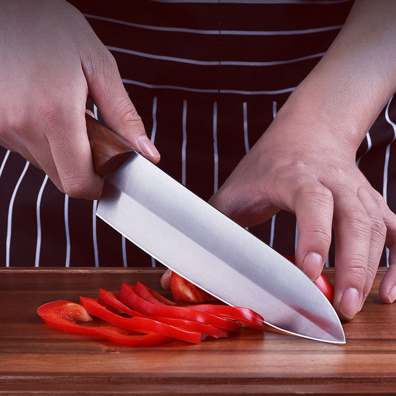 Dao Gọt Thái Cán Gỗ, Dao Nhật ASAKH - SK5  30cm Chuyên Thái Thịt - Gọt