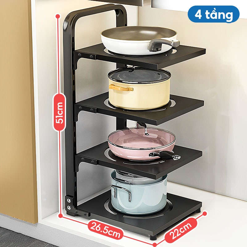 Giá Để Xoong Nồi Thép Carbon Kalpen 2-3-4-5 tầng