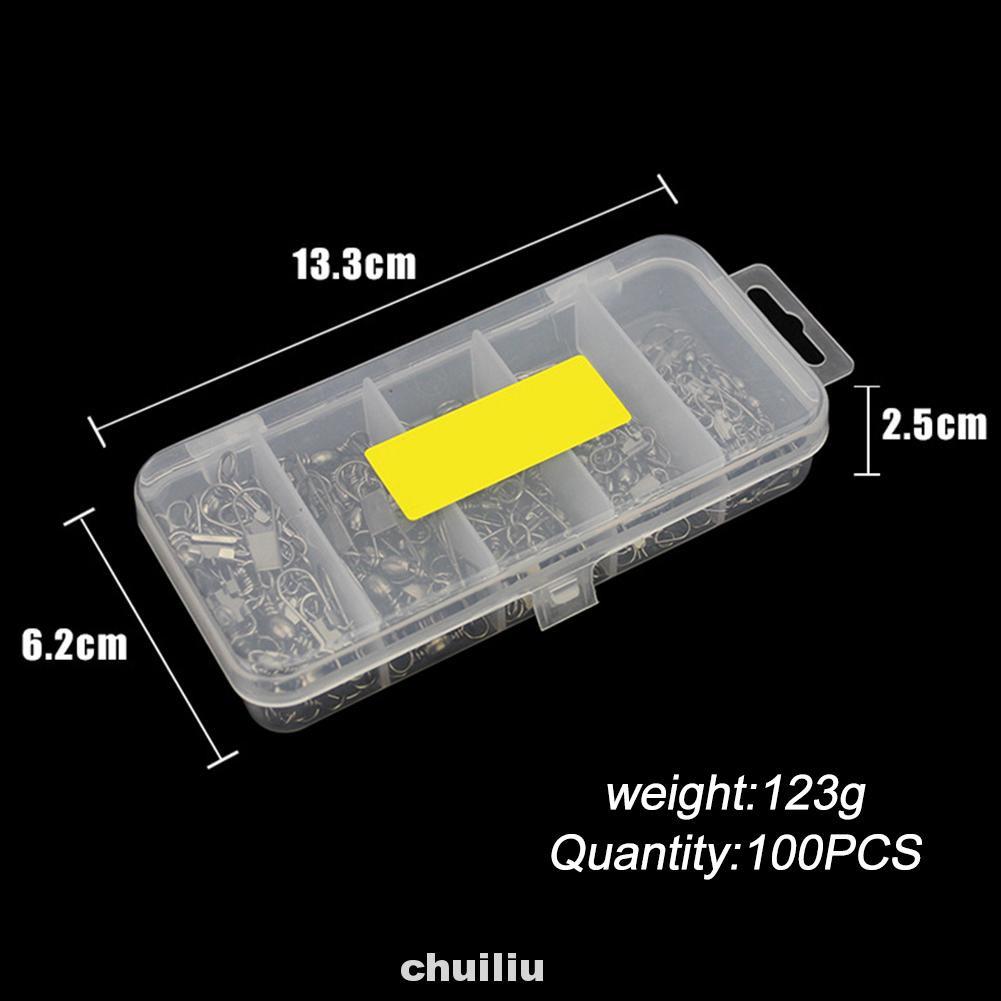 100 Đầu Nối Dây Câu Cá 5 Kích Cỡ Bằng Thép Không Gỉ