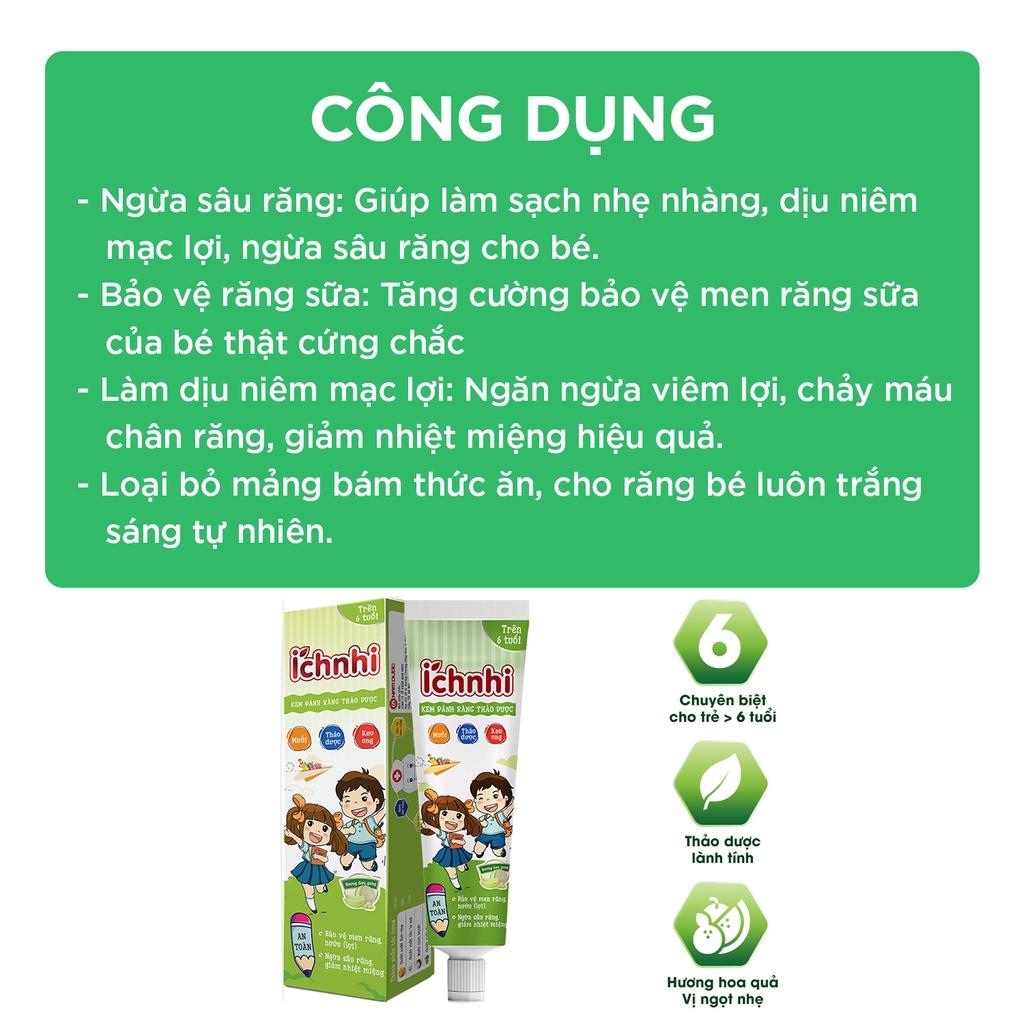 Kem đánh răng thảo dược Ích Nhi hương dưa gang tuýp 75g cho bé trên 6 tuổi