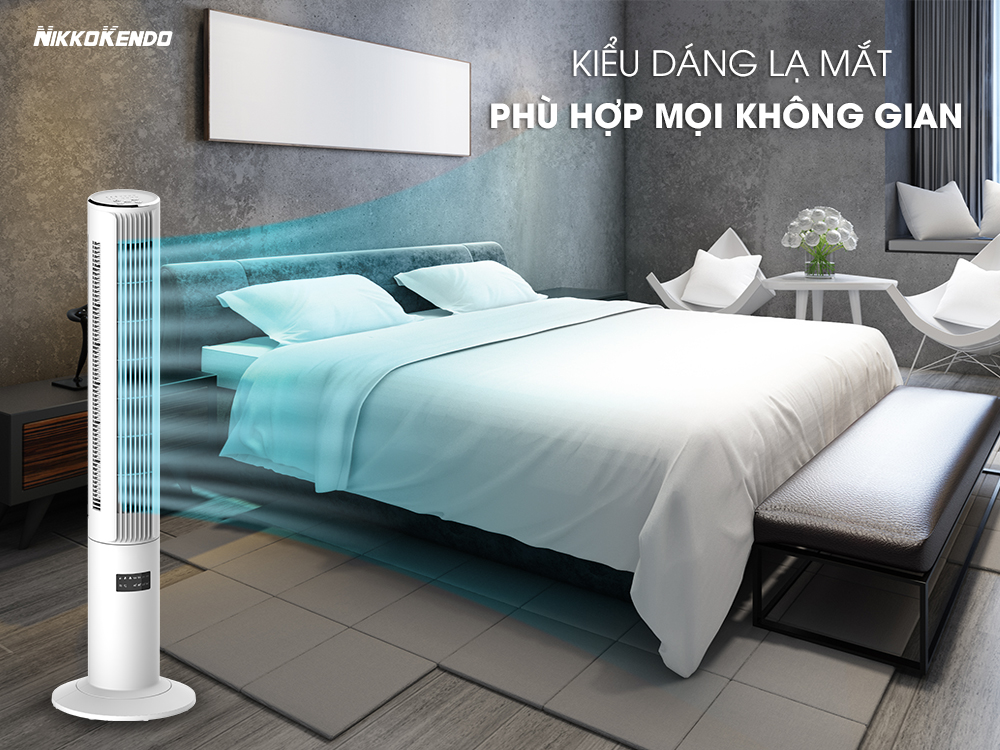 Quạt tháp Nikkokendo FT-36 có remote điều khiển từ xa xoay 360 độ hẹn giờ lọc không khí - Hàng chính hãng