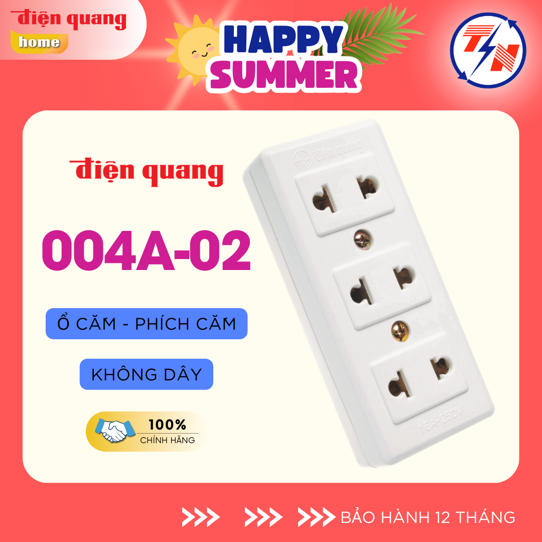 Ổ cắm Điện Quang ĐQ 004A-02 ( 3 lỗ không dây )