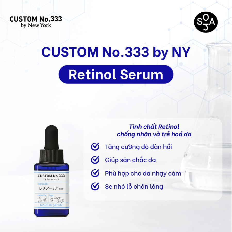 Tinh chất Retinol Custom No.333 by NY chống nhăn và trẻ hoá da Retinol Serum 10mL