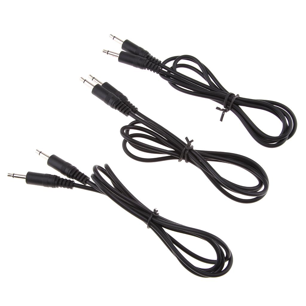 3 Cái 3,5 Mm Nam đến Nam Mono Jack Tai Nghe Dây Cáp âm Thanh 1M Đen