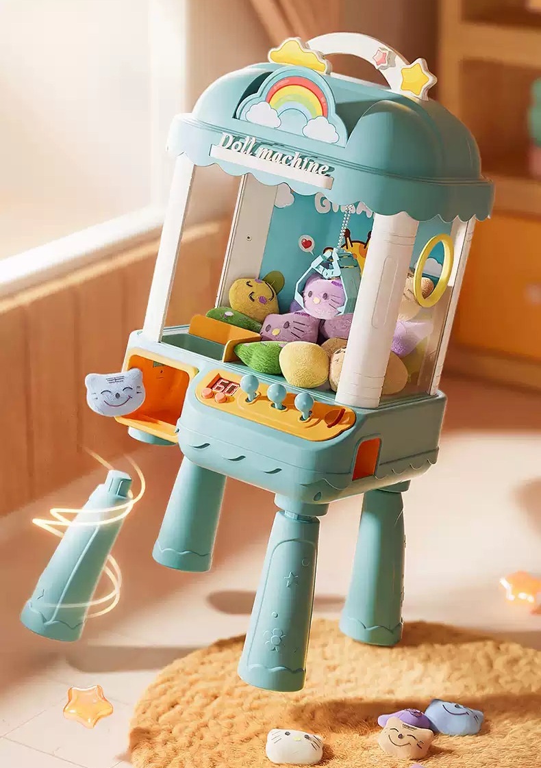 Máy gắp thú bông size đại cho bé có nhạc có đèn, sẵn nhiều gấu bông và bóng cho bé