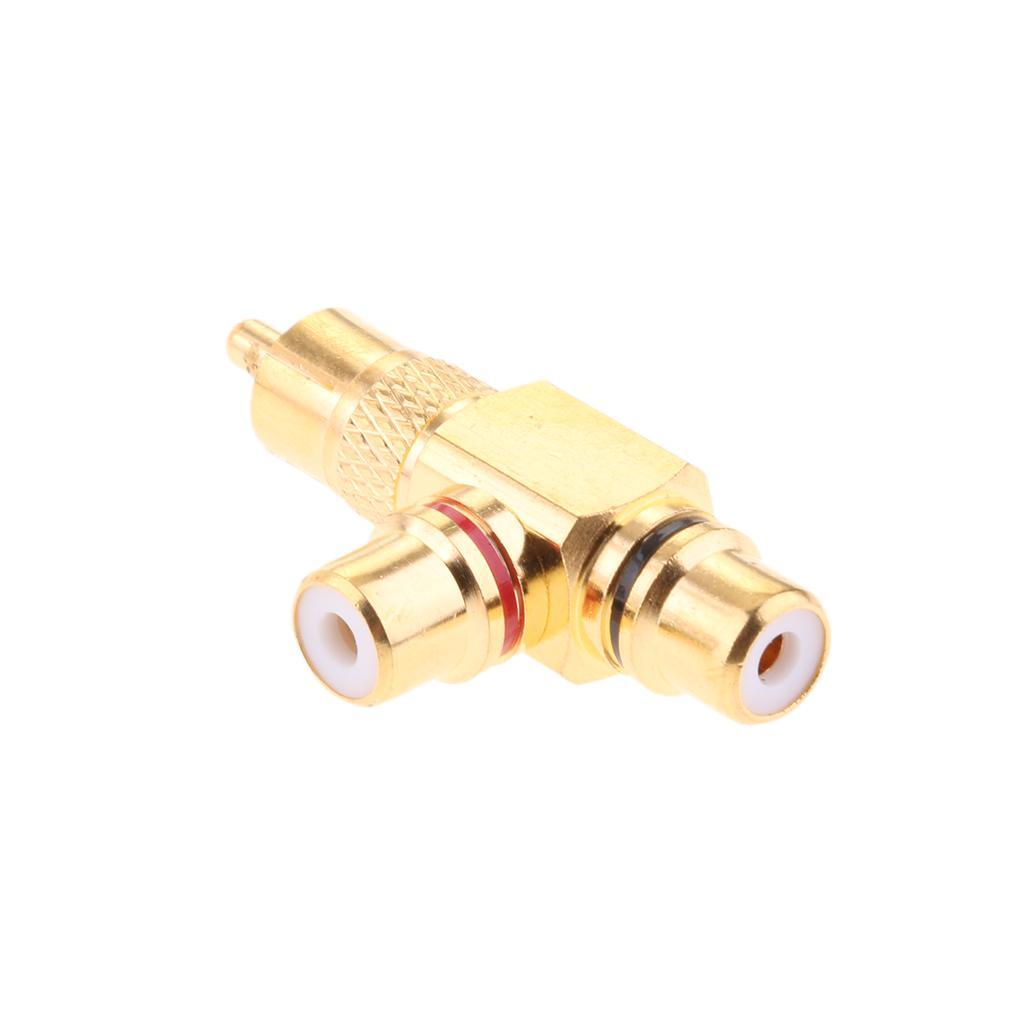 2pieces RCA Plug 1 Male to 2 RCA Socket Female Connector Adaptor Gold Plated