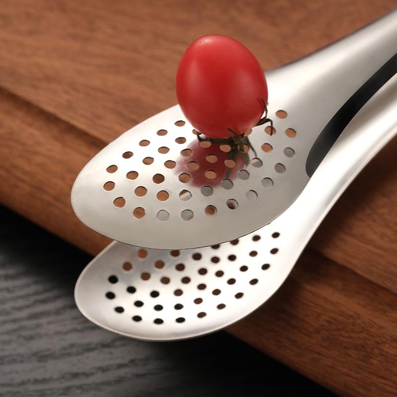 Dụng cụ gắp thức ăn nóng, lật đồ nướng kẹp gắp đá chất liệu inox có lỗ 30cm