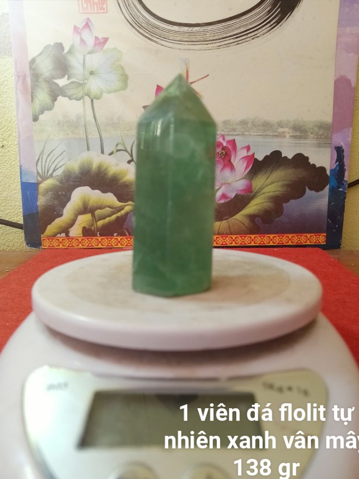 Trụ Đá Flourite Tự Nhiên Màu Xanh, Đá Thanh Tẩy Giúp Hỗ Trợ Reiki, Thiền Định, Sưu Tầm, Chặn Giấy (138 gr)