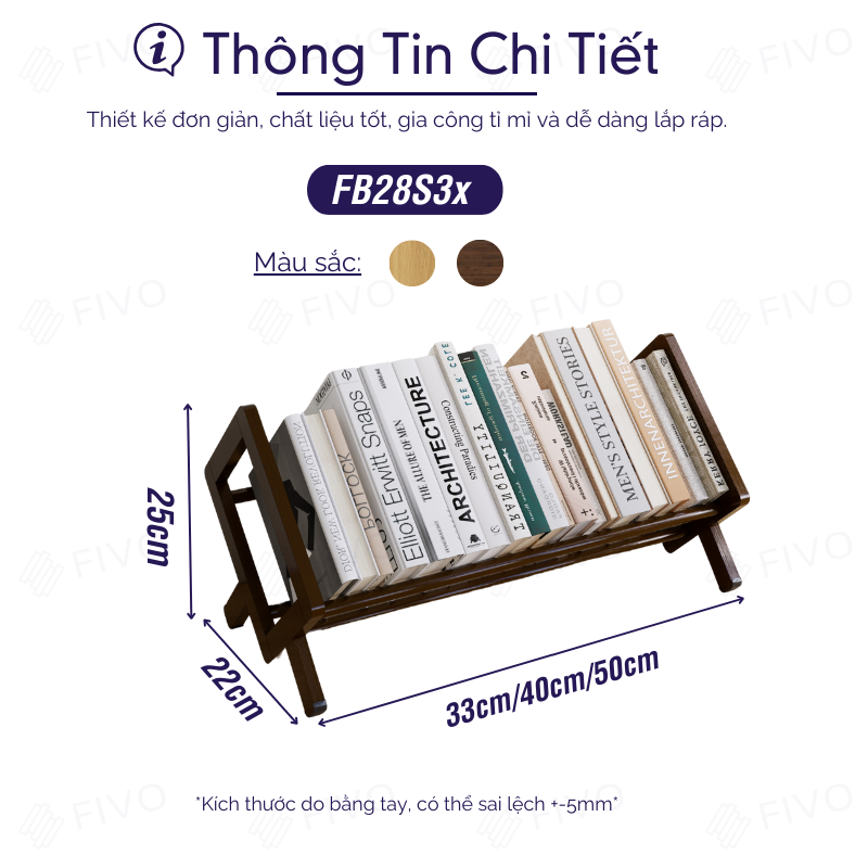 Kệ Sách Gỗ Tre Tự Nhiên Để Bàn Mini FB28 FIVO Dễ Lắp Ráp, Tiết Kiệm Diện Tích, Decor Trang Trí Bàn Học Và Bàn Làm Việc