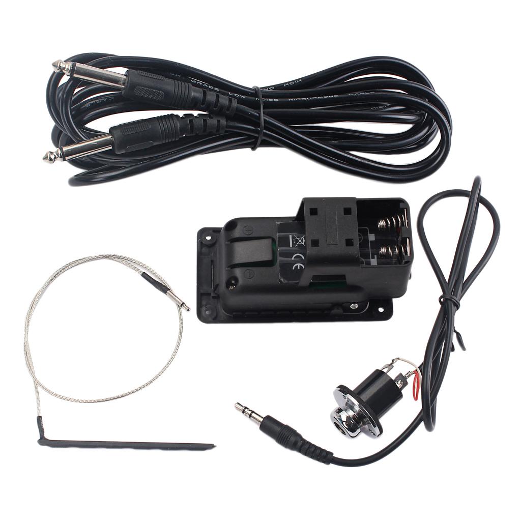 4-Band EQ Equalizer Acoustic Guitar Kits Preamp Piezo Pickup w/ Cable Screws