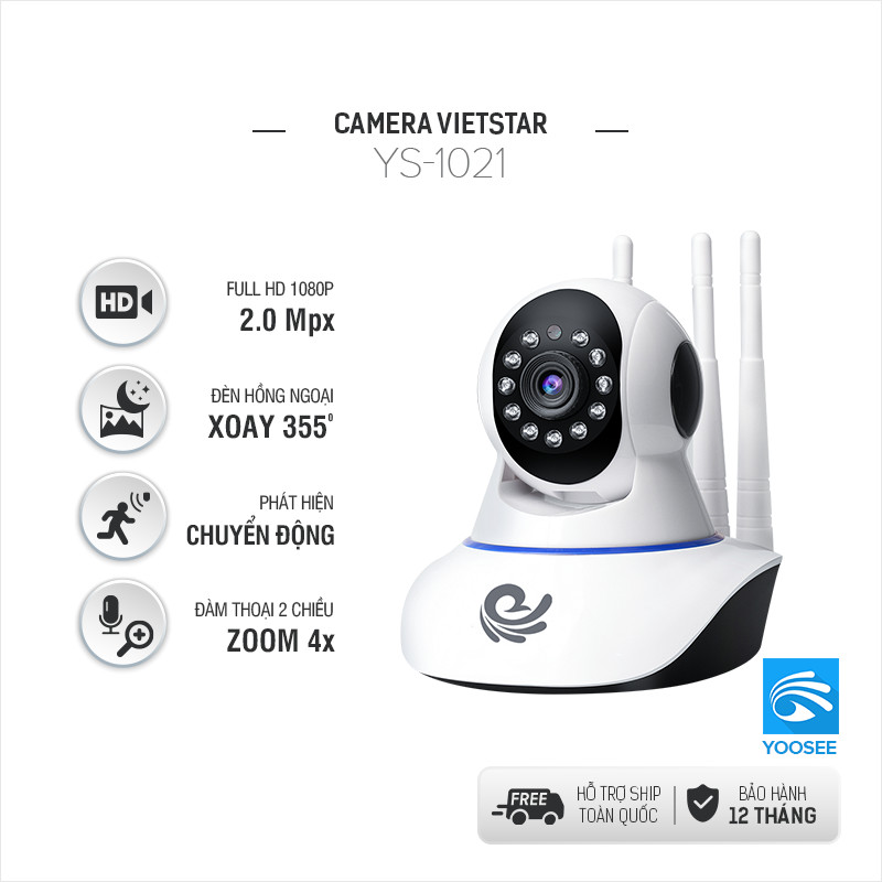 Camera Wifi Trong Nhà 3 Râu Viet Star Quoc Te Model YS-1021, Độ Phân Giải 2.0Mpx, Đàm Thoại 2 Chiều - Hàng Chính Hãng