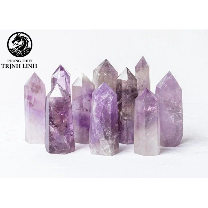 Trụ đá thanh tẩy T.A TÍM Lavender dùng trong Tarot, reiki, thiền định,yoga cân bằng, phong thủy (KHÔNG KÈM ĐẾ)