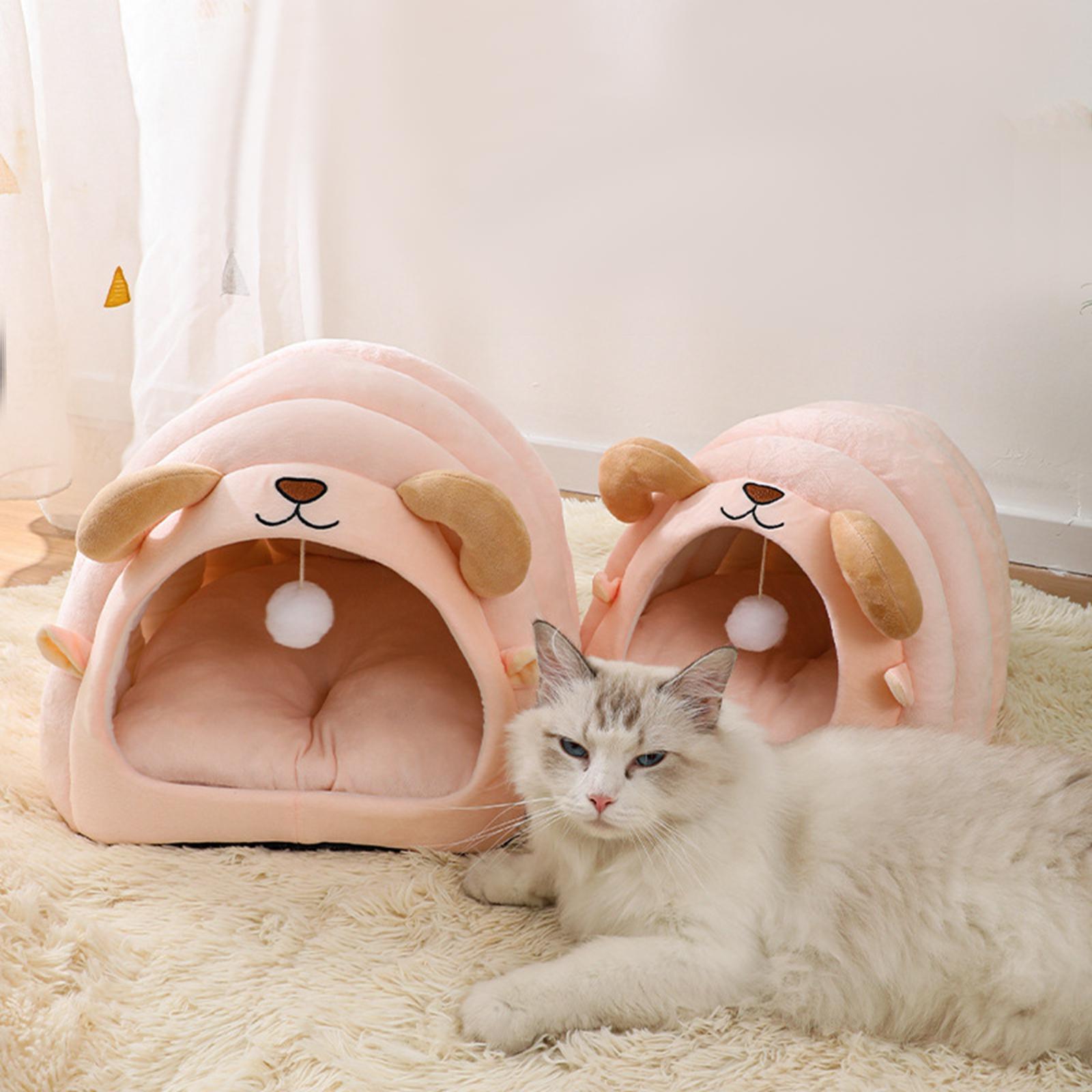 Warm Bed Small Animal Winter House Comfortable Pet Sleeping Bed Washable Cave House for Cats and Small Dogs Outdoor Indoor