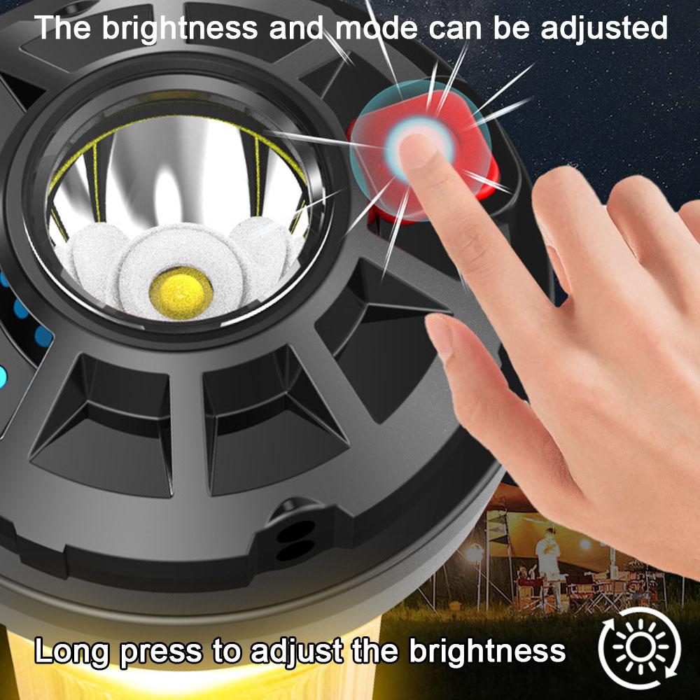 Outdoor Camping Light with Magnetic Base Portable High Brightness Tent Lantern USB Rechargeable LED Emergency Light Cycling Lamp