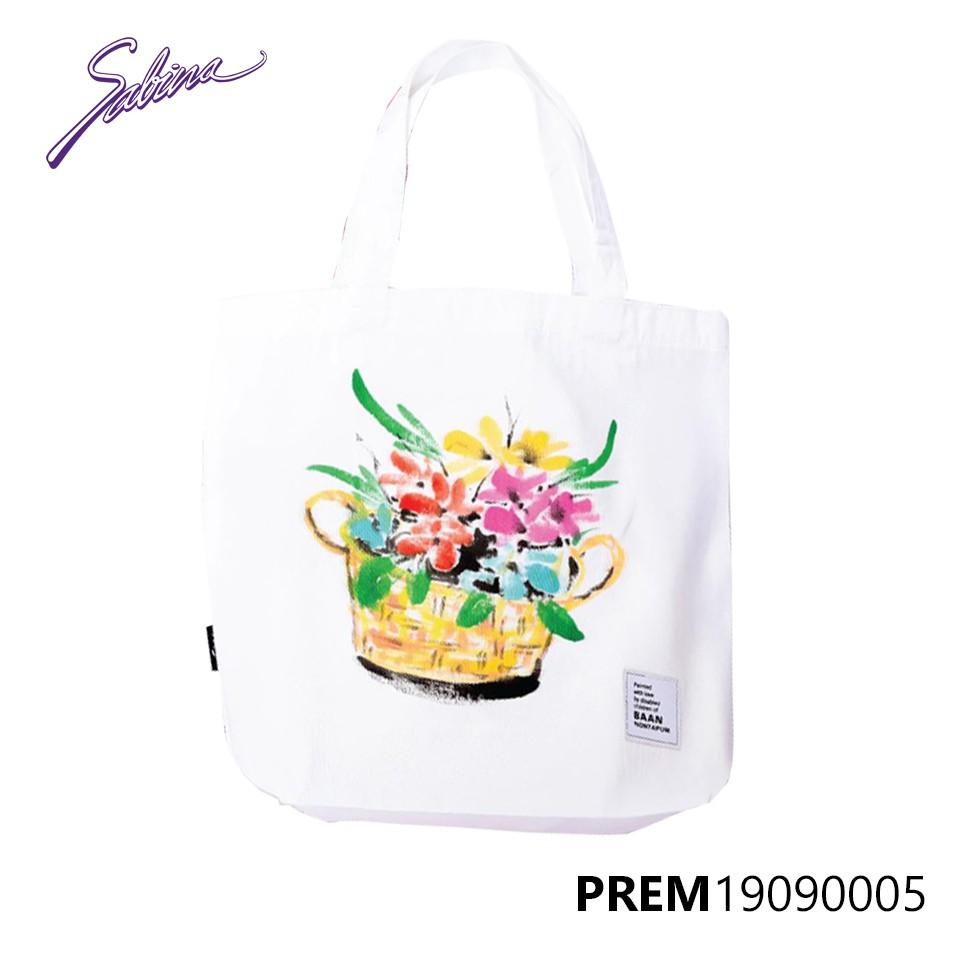 Túi Tote Canvas Trắng Có Vẽ Hoa Văn Bằng Tay By Sabina PREM19090005