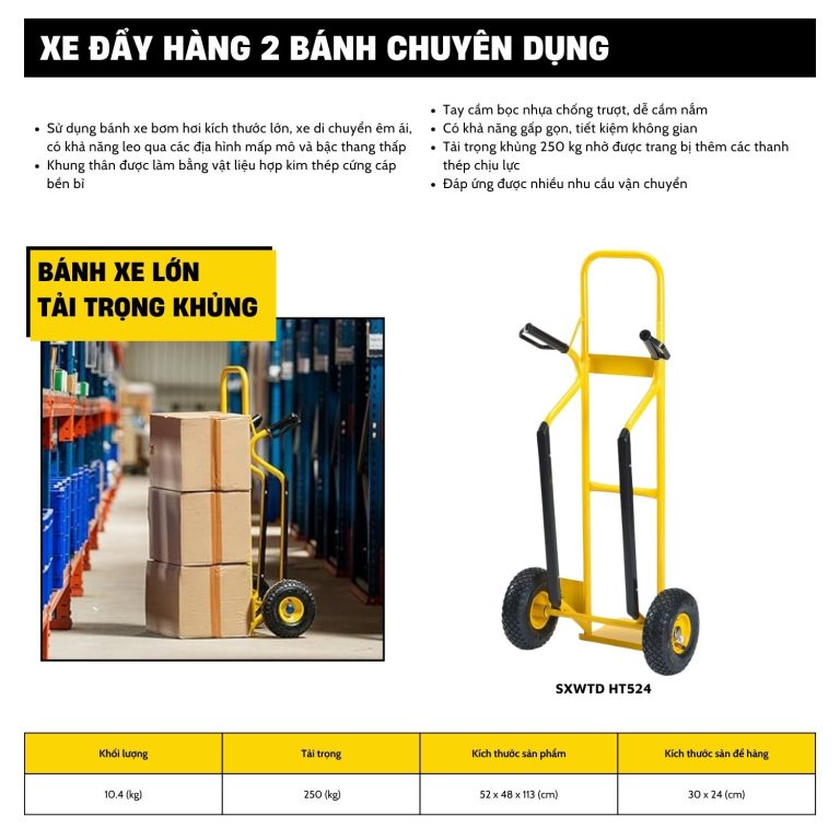 Xe đẩy hàng 2 bánh Stanley HT524 – Tải trọng 250kg- HÀNG CHÍNH HÃNG