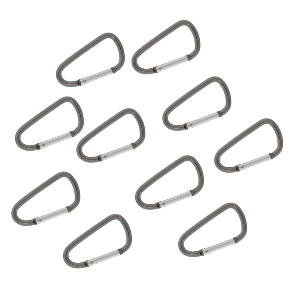 10x Aluminum D-ring Locking Carabiner Keychain Spring Clip Lock Carabiner Hook Outdoor Camping Equipmengt For Outdoor ,Camping, Fishing, Hiking, Traveling