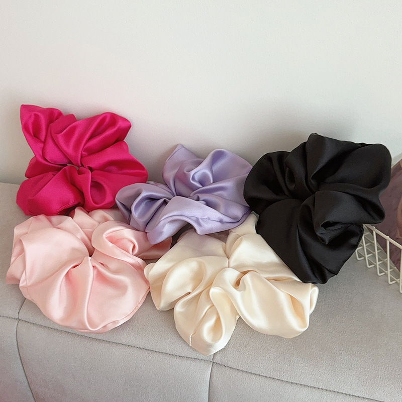 Chun cột tóc nữ, phụ kiện cao cấp, đồ buộc tóc, cột tóc scrunchies lụa bản lớn sang chảnh